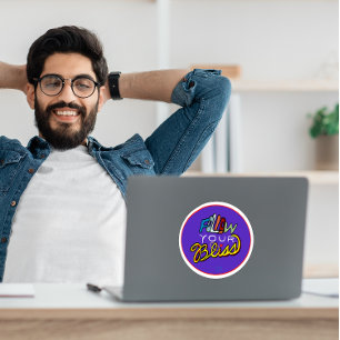 Adesivo Redondo Siga a sua felicidade - Impressão de arte motivaci