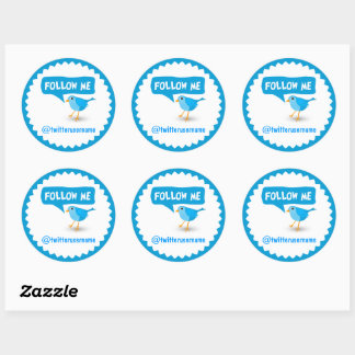Adesivo Redondo Siga-Me No Twitter Blue Bird Legal Stickers