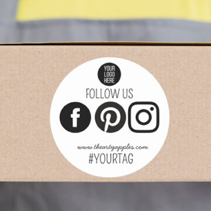 Adesivo Redondo Siga-nos Logotipo de pequena empresa para redes so