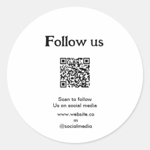 Adesivo Redondo Siga-nos nas redes sociais, leia o código QR para