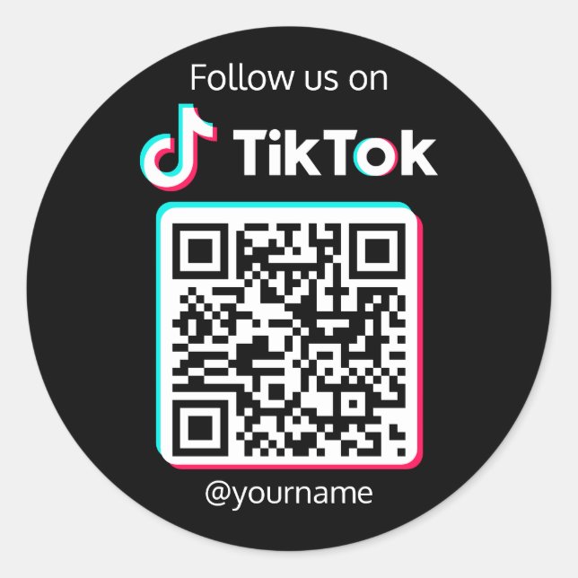 Adesivo Redondo Siga-nos no código QR do TikTok Social Media (Frente)