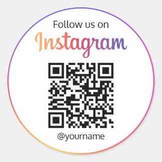 Adesivo Redondo Siga-nos no Instagram Social Media Código QR