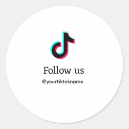 Adesivo Redondo siga-nos tiktok username social media add texto QR