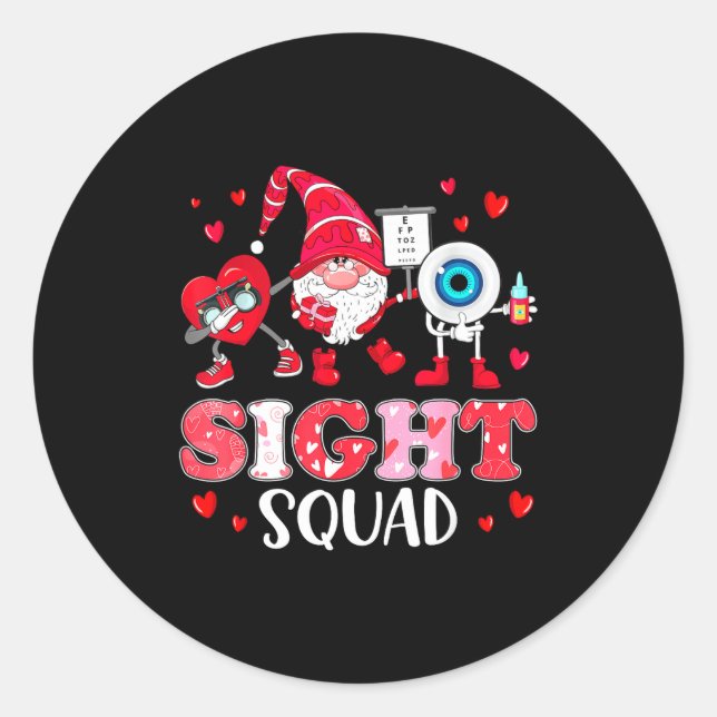 Adesivo Redondo Sight Squad Optician Optometrist Dabbing Heart Val (Frente)