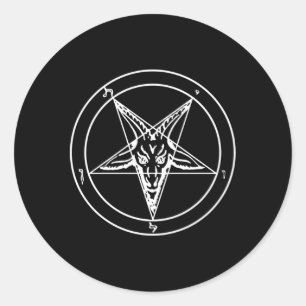 Adesivo Redondo Sigil Baphomet Pentagram Occult Cabeça Satânica de