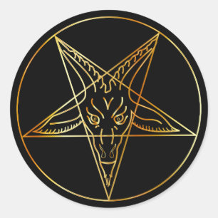 Adesivo Redondo Sigil dourado de Baphomet