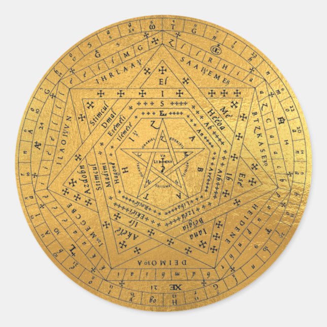 Adesivo Redondo Sigillum Dei Seal de Deus Angelic John Dee Diagram (Frente)