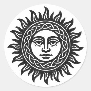 Adesivo Redondo Sigilo do Rosto Solar – Emblema do Sol Negro