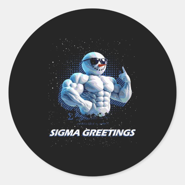 Adesivo Redondo Sigma Greetings Bruh Snowman Rizz Merry Christmas  (Frente)