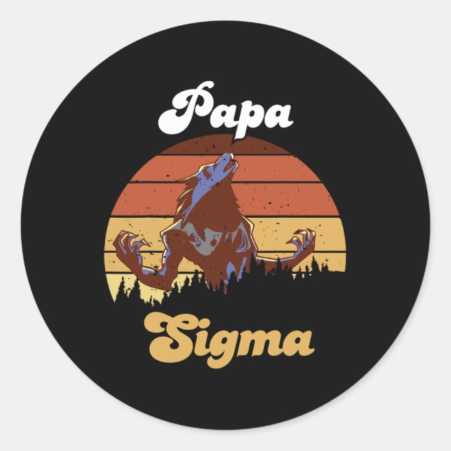 Adesivo Redondo Sigma Papa Wolf Match Tribe Wolves Camping Pack Fa (Frente)