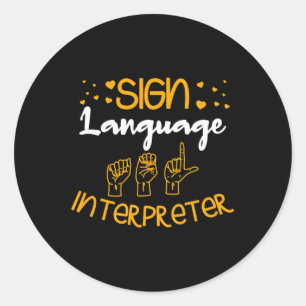 Adesivo Redondo Sign Language Interpreter Daf Sign Language Aware