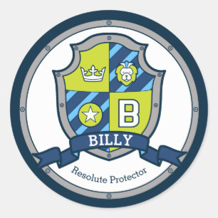 Adesivo Redondo Significado do nome da letra B de Billy brasão de
