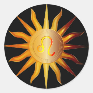 Adesivo Redondo Signo Solar de Leão Mês de Nascimento Vermelho & D