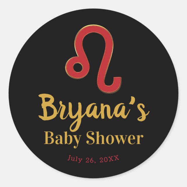 Adesivo Redondo Signo Zodiacal LEO Julho Agosto Astronomia Chá de  (Frente)