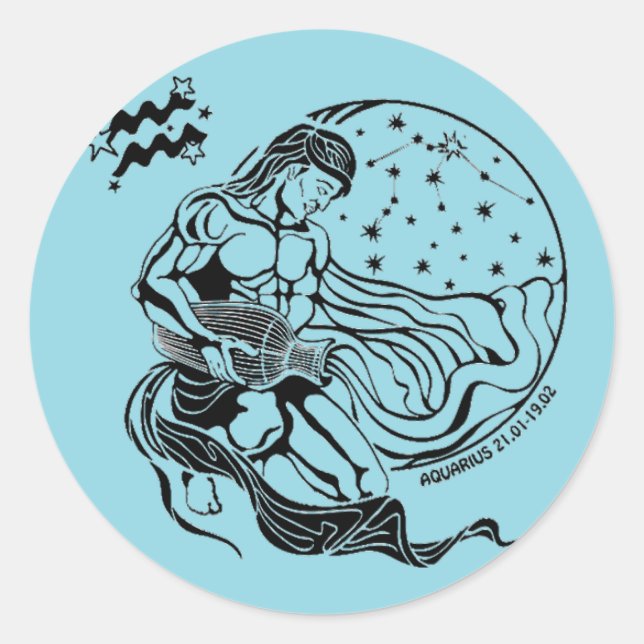 Adesivo Redondo signo zodiaco acquarius (Frente)