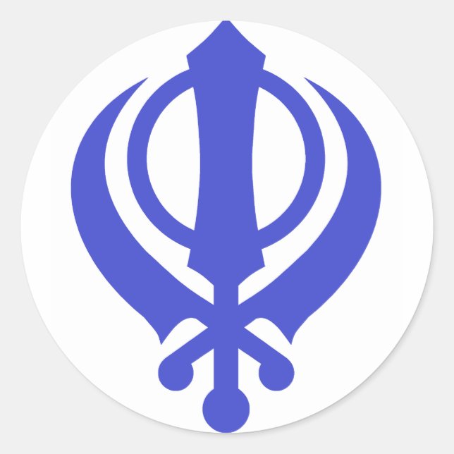 Adesivo Redondo Sikh Khanda Blue (Frente)
