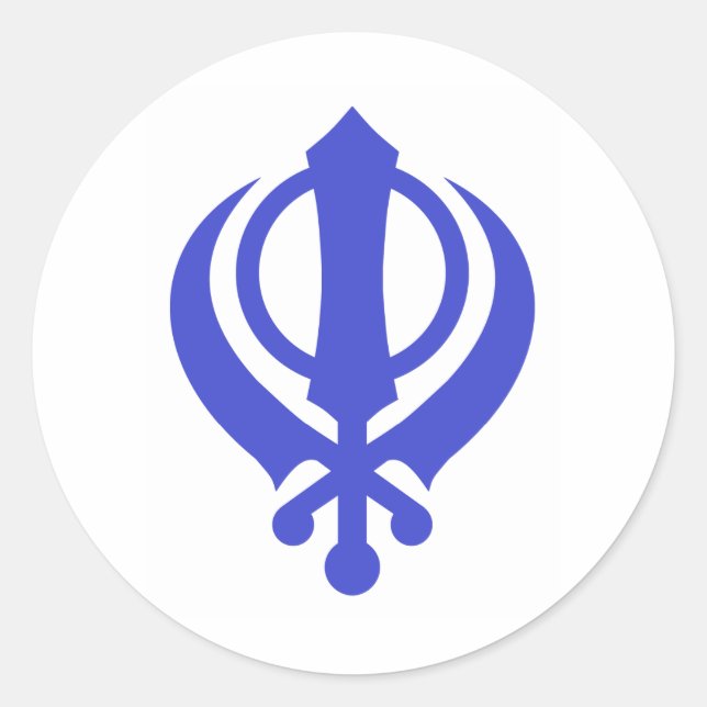 Adesivo Redondo Sikh Khanda Blue (Frente)
