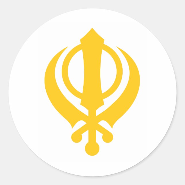 Adesivo Redondo Sikh Khanda Dourado (Frente)