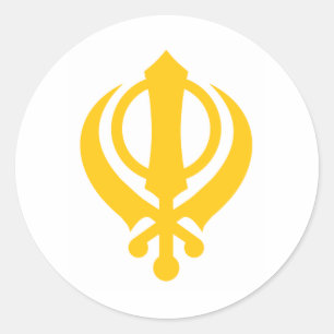 Adesivo Redondo Sikh Khanda Dourado