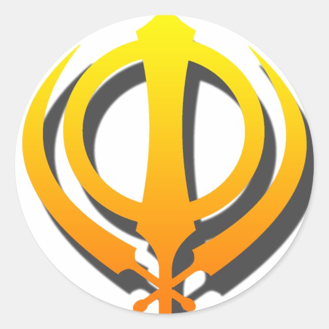 Adesivo Redondo Sikh Khanda Khalsa Sikhism Punjabi (Frente)