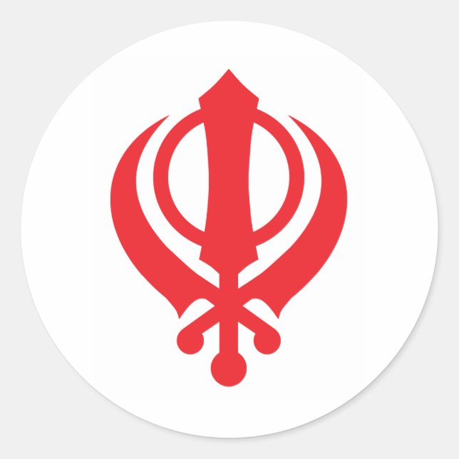 Adesivo Redondo Sikh Khanda Red (Frente)