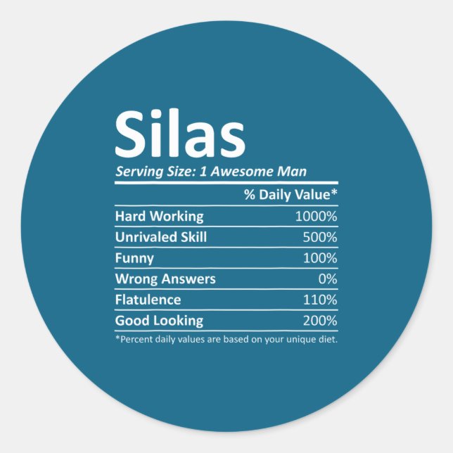 Adesivo Redondo Silas Nutrition Funny Birthday D Name G  (Frente)