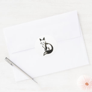 Adesivo Redondo Silent Fox – Design Minimalista com Pincel de Tint