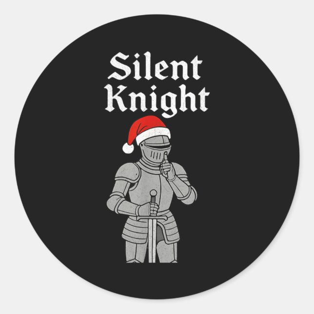 Adesivo Redondo Silent Santa Knight Christmas Holiday Xmas Theme M (Frente)