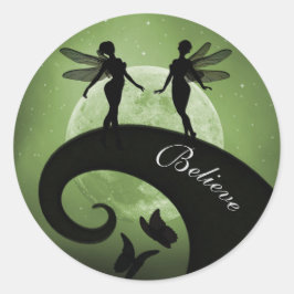 Adesivo Redondo Silhouette Acredite em fadas irmãs da lua