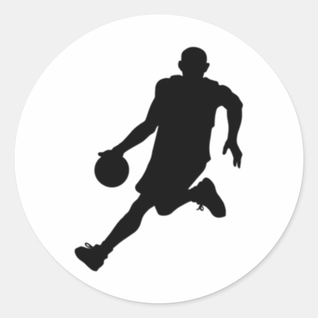 Adesivo Redondo Silhouette de Basquete (Frente)