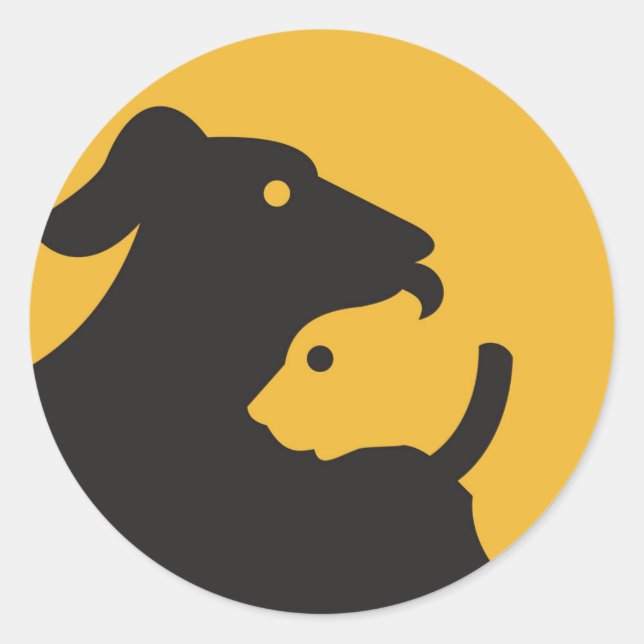 Adesivo Redondo Silhouette de Gato e Cão (Frente)