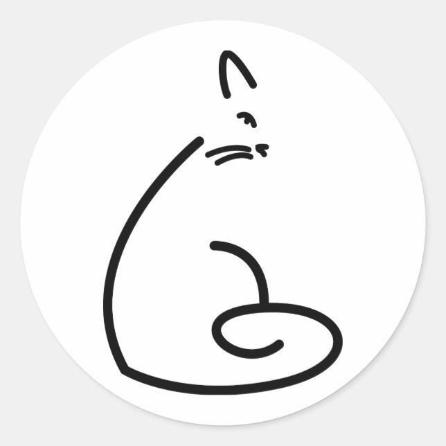 Adesivo Redondo Silhouette de Gato Suave Artístico (Frente)