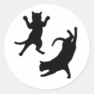 Adesivo Redondo Silhouette Gato Engraçado