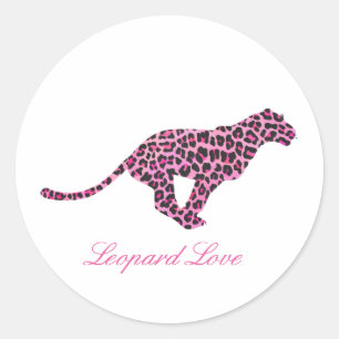 Adesivo Redondo Silhouette Pink e Black Leopard