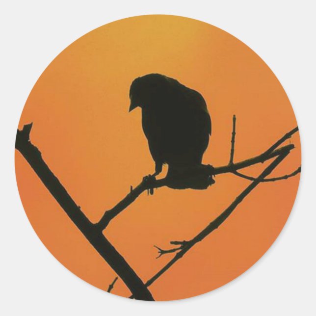 Adesivo Redondo Silhouette Red Winged Blackbird em Laranja (Frente)