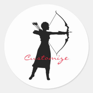 Adesivo Redondo Silhouette Silhouette Female Archer Thunder_Cove