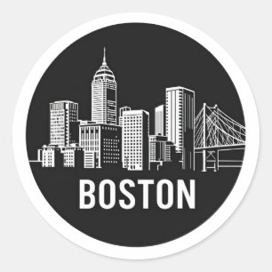 Adesivo Redondo Silhouette Skyline da Cidade dos Eua BOSTAN