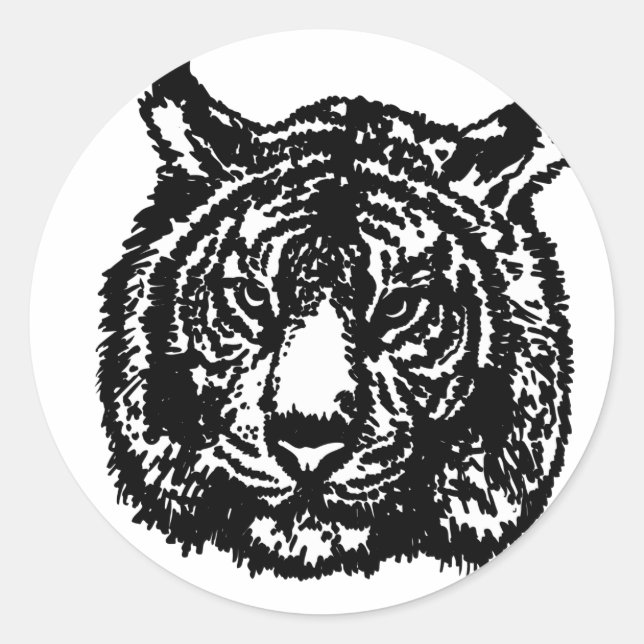 Adesivo Redondo Silhouette Tiger (Frente)