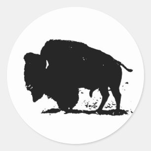 Adesivo Redondo Silhoute de Buffalo Preto e Branco