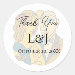 Adesivo Redondo Silhueta Artística Destino Casamento Arte Moderna