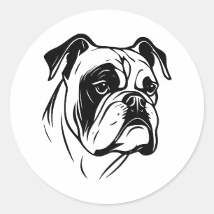 Adesivo Redondo Silhueta Bulldog Elegante em BW