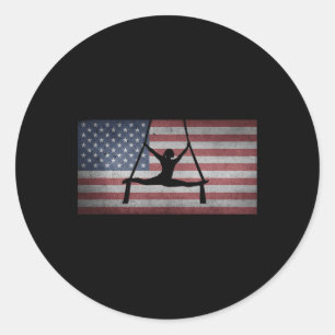 Adesivo Redondo SIlhueta da Bandeira Americana Ginástica Seda Aére