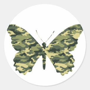Adesivo Redondo Silhueta da borboleta da camuflagem