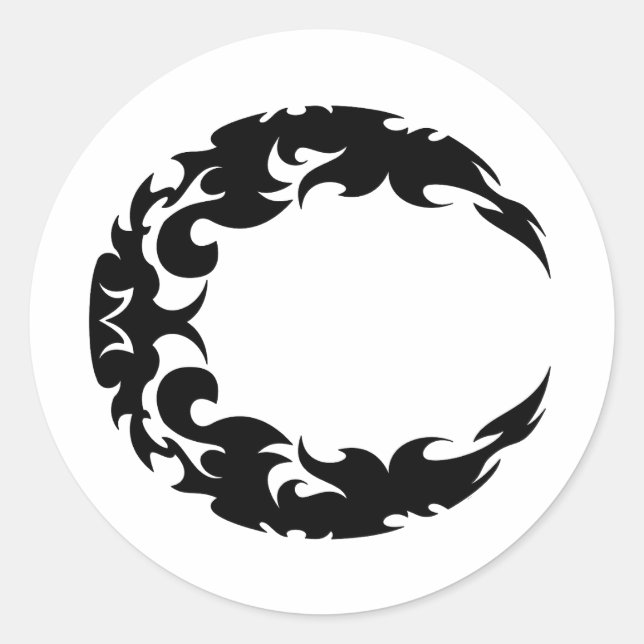 Adesivo Redondo Silhueta da Lua do Crescente Negro (Frente)