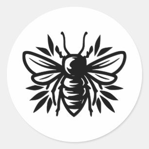 Adesivo Redondo Silhueta de abelhas Elegante em BW