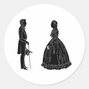 Adesivo Redondo silhueta de abraham lincoln mary todd lincoln