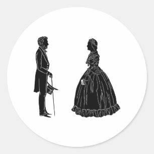 Adesivo Redondo silhueta de abraham lincoln mary todd lincoln