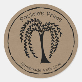 Adesivo Redondo Silhueta De Árvore Selvagem Prim Para Artesanatos