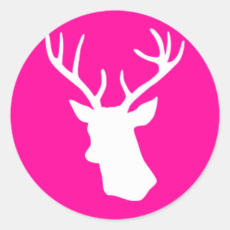 Adesivo Redondo Silhueta de Cabeça Branca - rosa quente