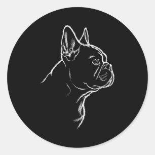 Adesivo Redondo Silhueta de cachorro amante do bulldog francês fãs